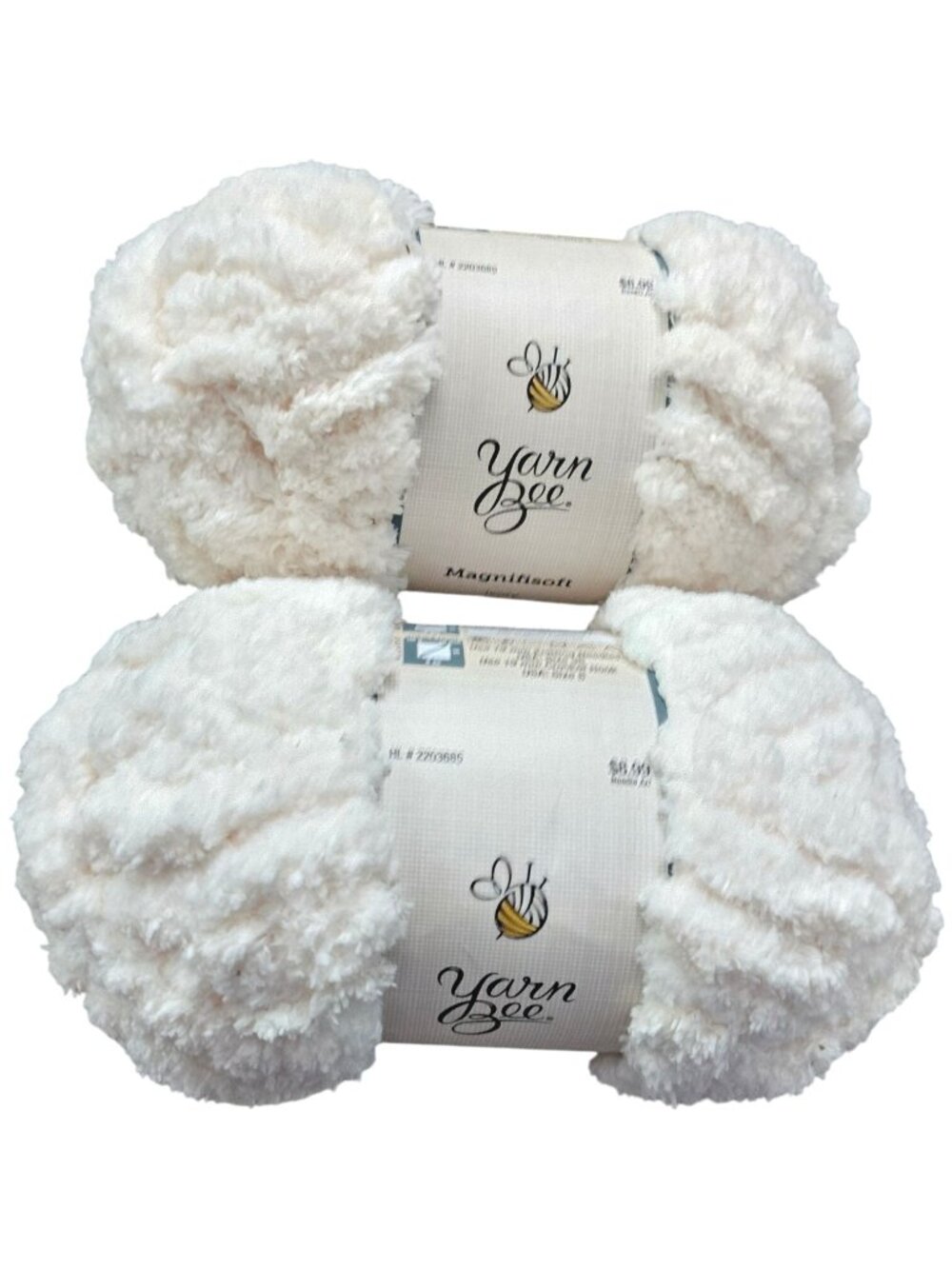 Yarn Bee Magnisoft Ivory Yarn Lot Of 2 Jumbo Weight 10 Oz Each 100% Micro Polyes